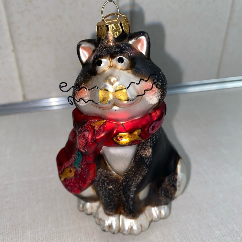 Vintage Glass CAT Christmas Tree‎ Ornament